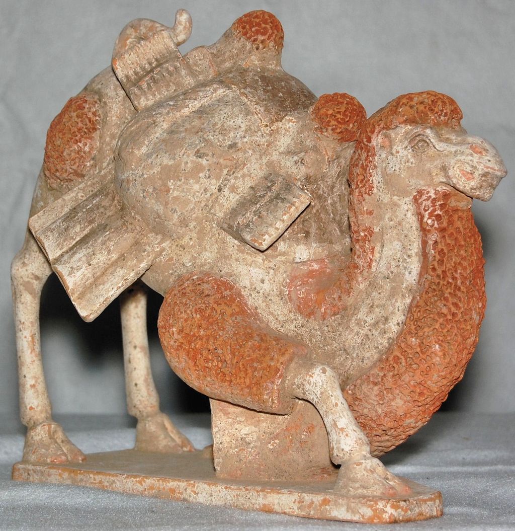 Northern Qi Dynasty Rare Pottery Kneeling Bactrian Camel Northern Qi Dynasty Rare Pottery Kneeling Bactrian Camel