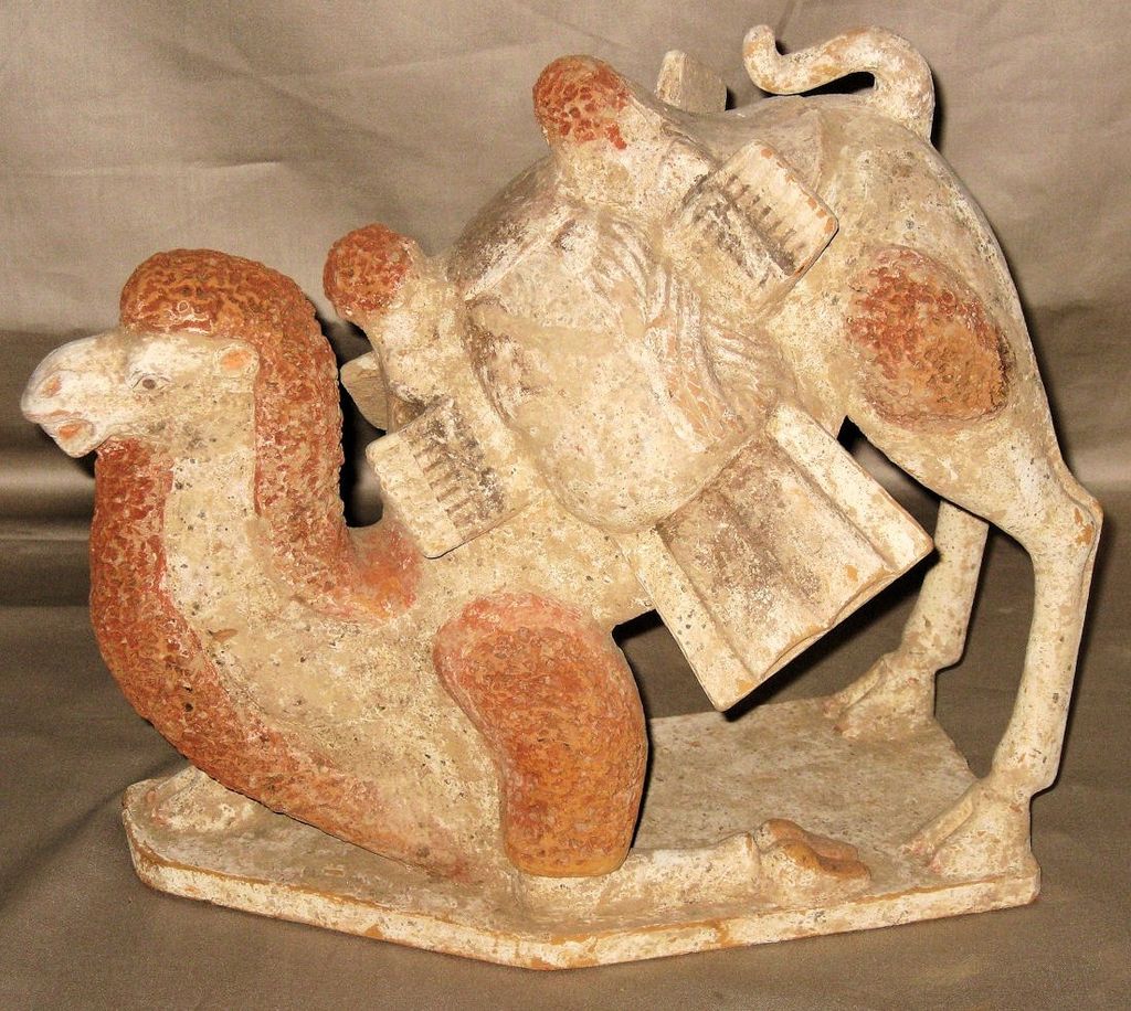 Northern Qi Dynasty Rare Pottery Kneeling Bactrian Camel Northern Qi Dynasty Rare Pottery Kneeling Bactrian Camel