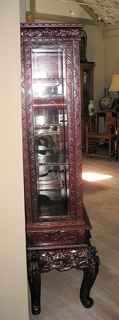 Japanese Art Nouveau Carved Rosewood Curio Cabinet Japanese Art Nouveau Carved Rosewood Curio Cabinet