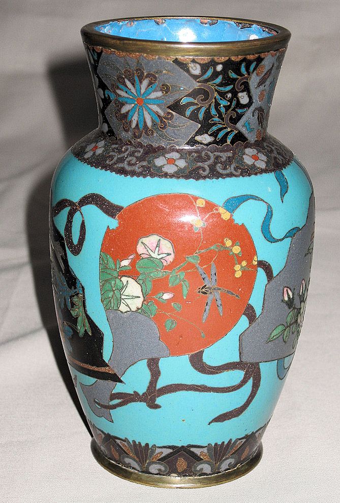 Exceptional Japanese Meiji Period Multi-Colored Cloisonné Vase Exceptional Japanese Meiji Period Multi-Colored Cloisonné Vase