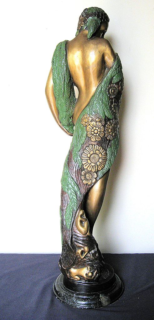 Tall Bronze Female Nude Statue Draped with a Leaf Shawl Tall Bronze Female Nude Statue Draped with a Leaf Shawl