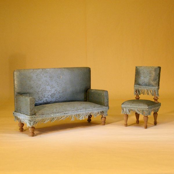 Wonderful German Wooden Dollhouse Parlor Set Wonderful German Wooden Dollhouse Parlor Set
