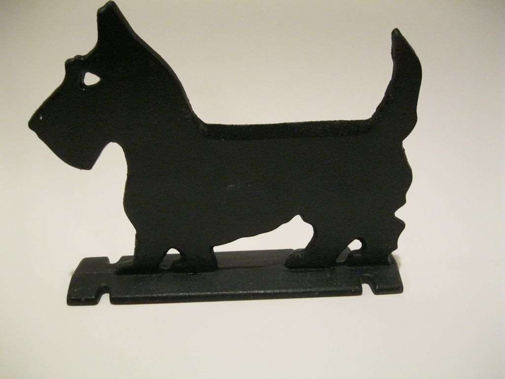 Vintage 1900's Cast Iron Black Scottie Dog Boot Scraper Doorstop from
