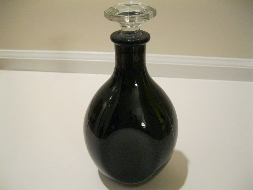 Vintage Black Amethyst Glass Decanter from midas on Ruby Lane