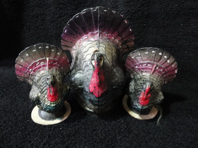 3 Vintage Gurley Thanksgiving turkey candles old ones 3 Vintage Gurley Thanksgiving turkey candles old ones