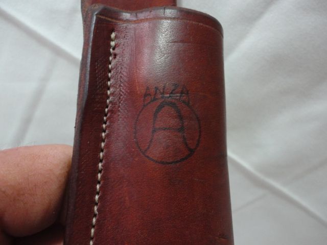 Anza Hunting Knife and sheath green wood grain handle Anza Hunting Knife and sheath green wood grain handle
