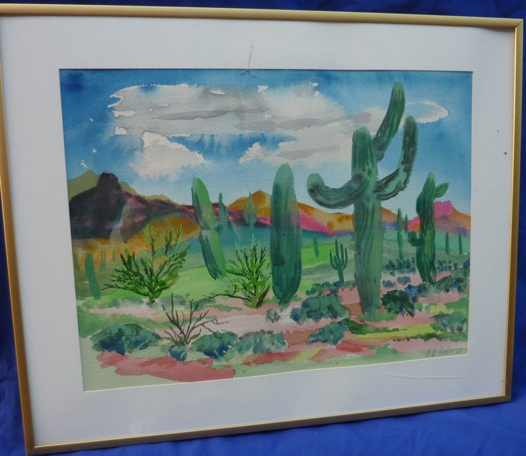 Southwest desert watercolor painting by listed artist Catherine from dg