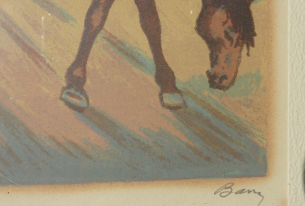 Pair of small circa 1950's silkscreen prints horses and cowboys signed by the artist Pair of small circa 1950's silkscreen prints horses and cowboys signed by the artist