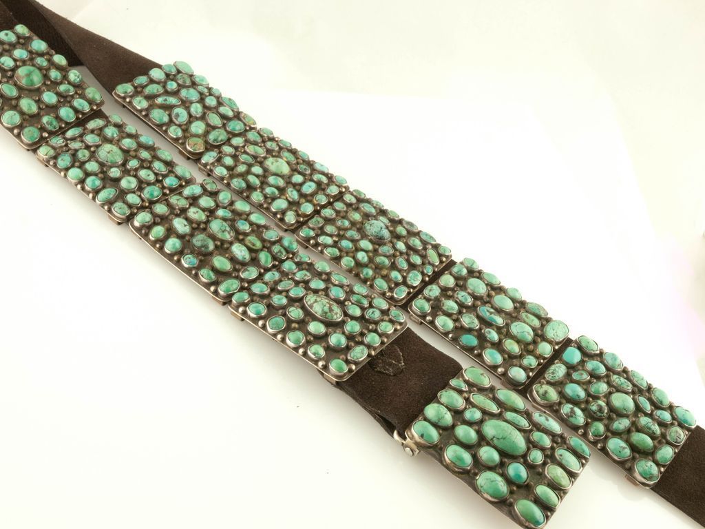 Native American Turquoise and Sterling Belt *Vintage Native American Turquoise and Sterling Belt *Vintage