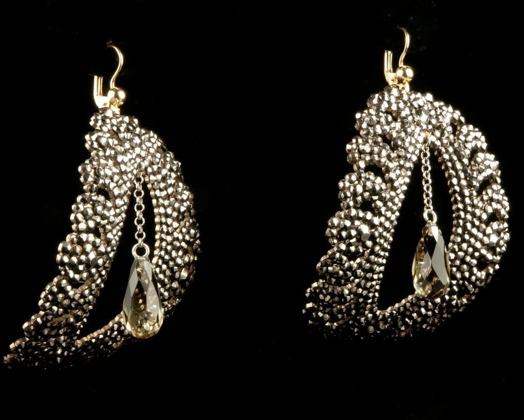 Reserved- Spectacular Cut Steel Earrings *Smoky Quartz Briolettes *14k French Lever Wires Reserved- Spectacular Cut Steel Earrings *Smoky Quartz Briolettes *14k French Lever Wires