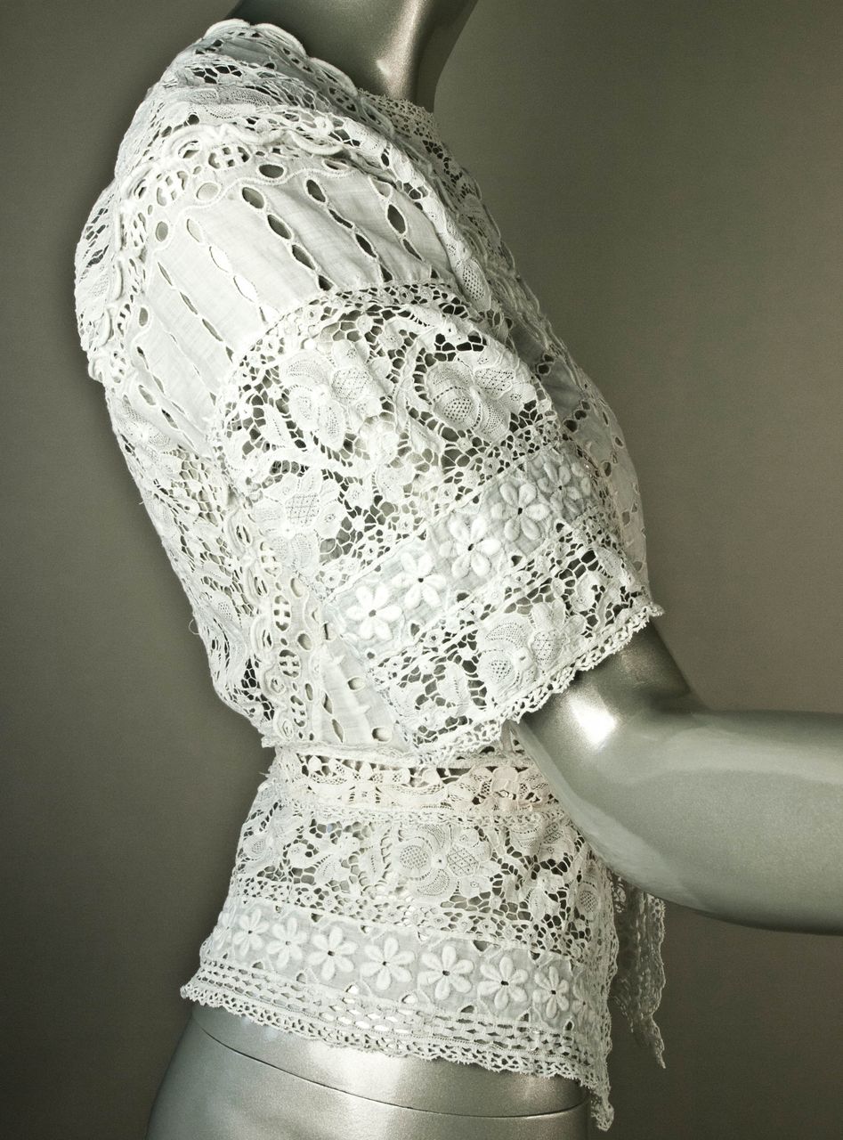 Exceptional Edwardian White Mixed Lace *Eyelet Blouse Exceptional Edwardian White Mixed Lace *Eyelet Blouse