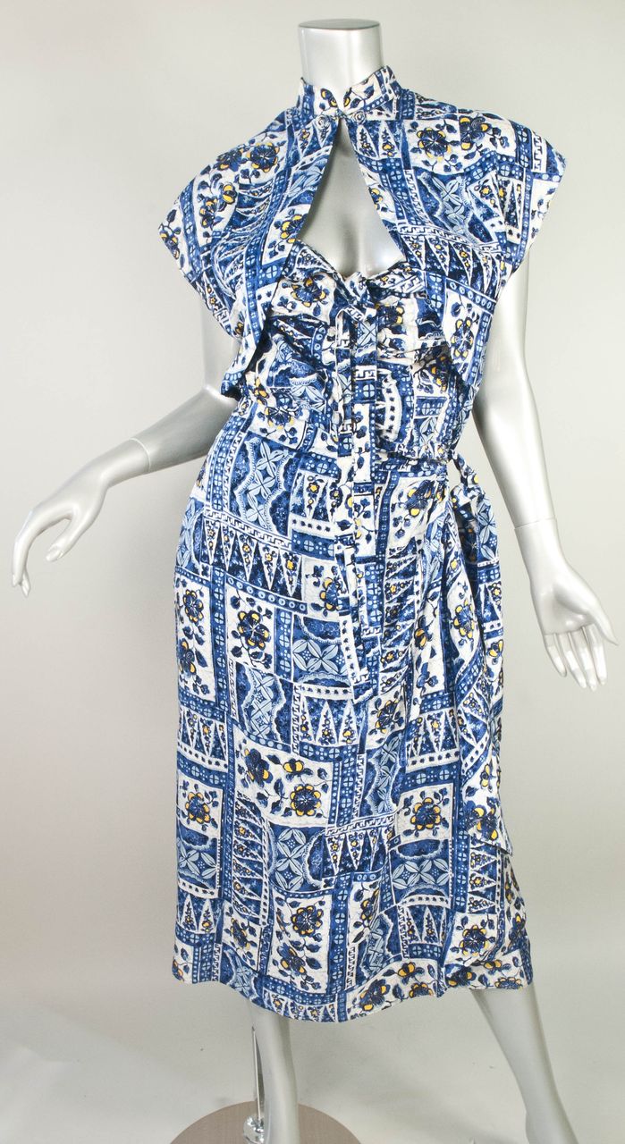 Hawaiian Rayon Elsie Krassas Strapless Dress & Jacket ca 1940s Hawaiian Rayon Elsie Krassas Strapless Dress & Jacket ca 1940s