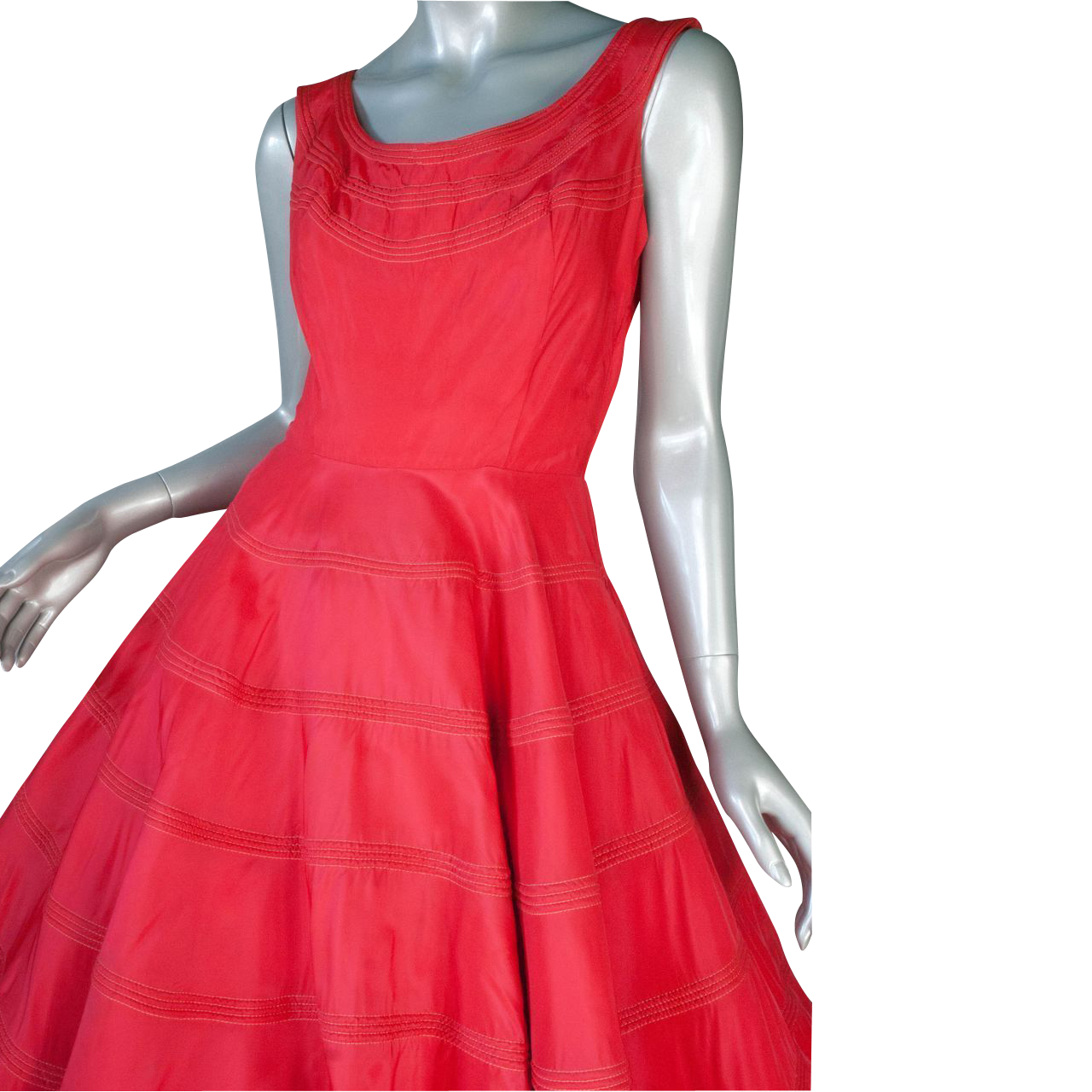 1950's Red 'Parachute' Taffeta Dress *36"B 27"W 1950's Red 'Parachute' Taffeta Dress *36"B 27"W