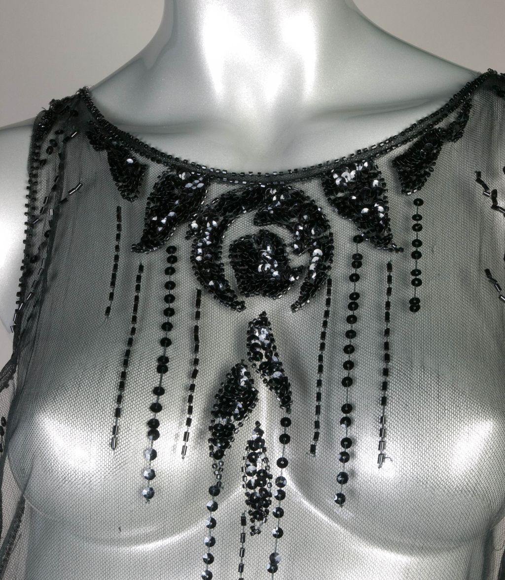 1920's Beaded & Sequin Net Tunic Dress *55"L 38" B 1920's Beaded & Sequin Net Tunic Dress *55"L 38" B