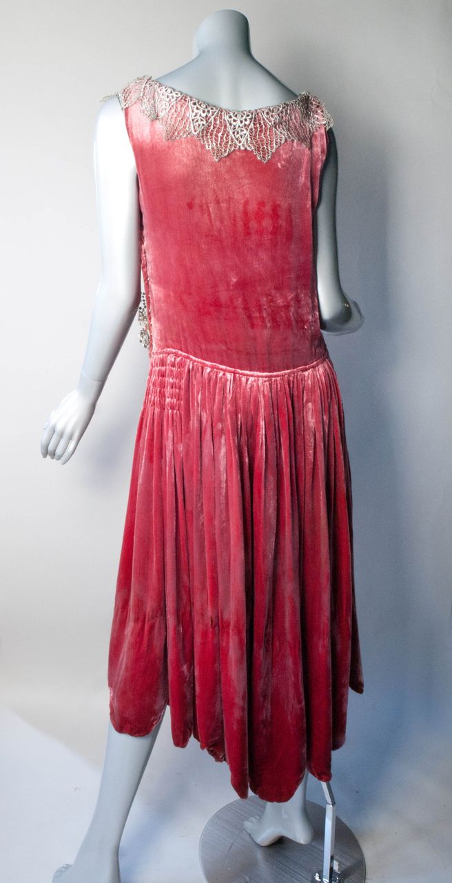 1920's Silk Velvet Flapper Dress *Dusty Rose *Lame *Paste Appliques 1920's Silk Velvet Flapper Dress *Dusty Rose *Lame *Paste Appliques