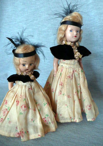 Matching Pair of Small Composition Dolls Matching Pair of Small Composition Dolls