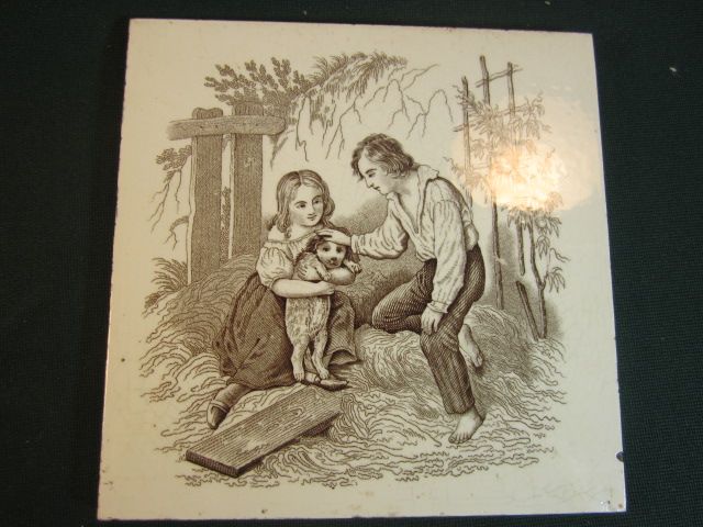 Village Life Scene Transfer Tile by William Wise Village Life Scene Transfer Tile by William Wise