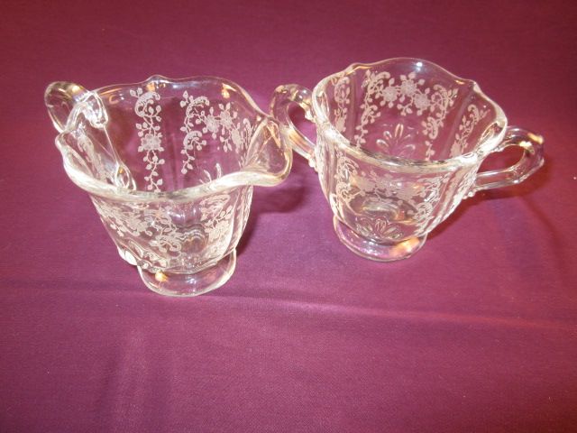 Fostoria "Meadow Rose" Individual Footed Sugar and Creamer Fostoria "Meadow Rose" Individual Footed Sugar and Creamer