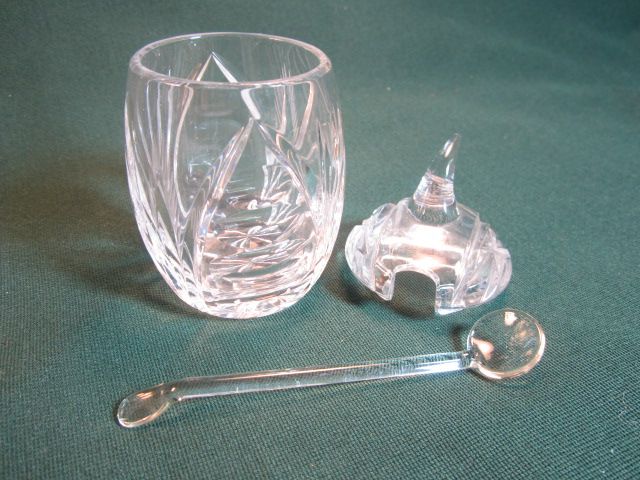 Cut Glass Mustard with Spoon Cut Glass Mustard with Spoon