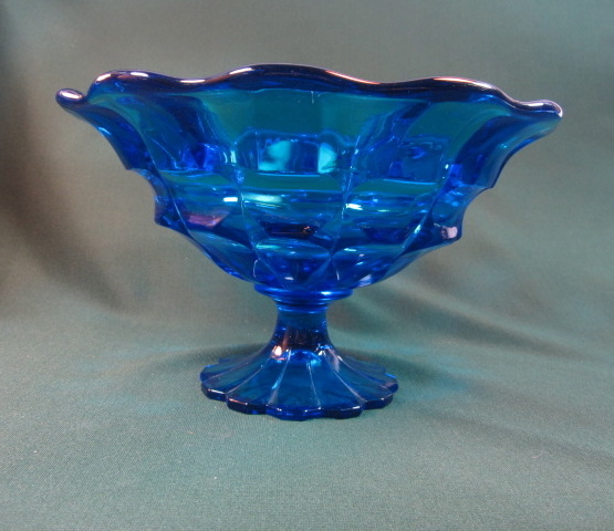 Fenton Colonial Blue Valencia Footed Bowl Fenton Colonial Blue Valencia Footed Bowl