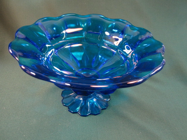 Fenton Colonial Blue Valencia Footed Bowl Fenton Colonial Blue Valencia Footed Bowl
