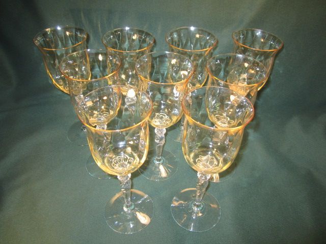 Heisey Creole Stemware line in Sahara color (set of 9) Heisey Creole Stemware line in Sahara color (set of 9)