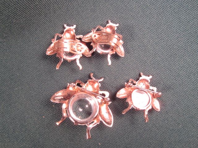 Crown Trifari 4 pc Jelly Belly Bug Set Crown Trifari 4 pc Jelly Belly Bug Set