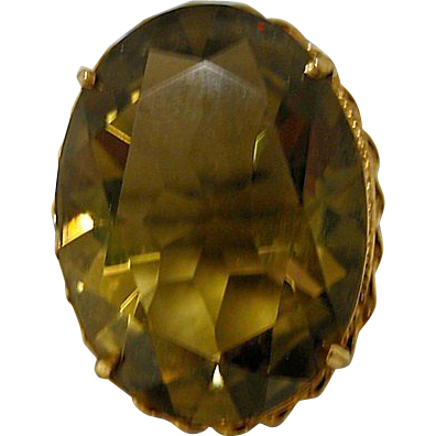 30 Carat Lemon Citrine in 14 K Gold Ring size 11 30 Carat Lemon Citrine in 14 K Gold Ring size 11
