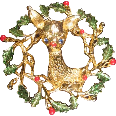 Gerry's Wreath and Reindeer Pin Gerry's Wreath and Reindeer Pin