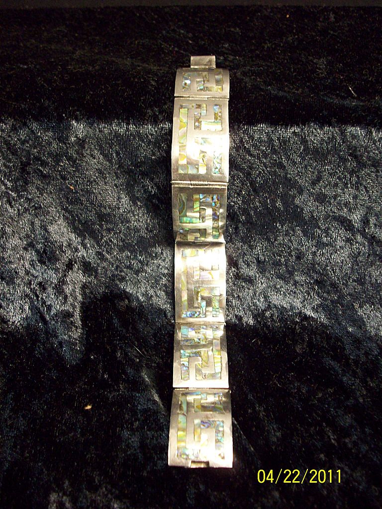 Sterling Abalone Hinged Sectioned Bracelet Sterling Abalone Hinged Sectioned Bracelet