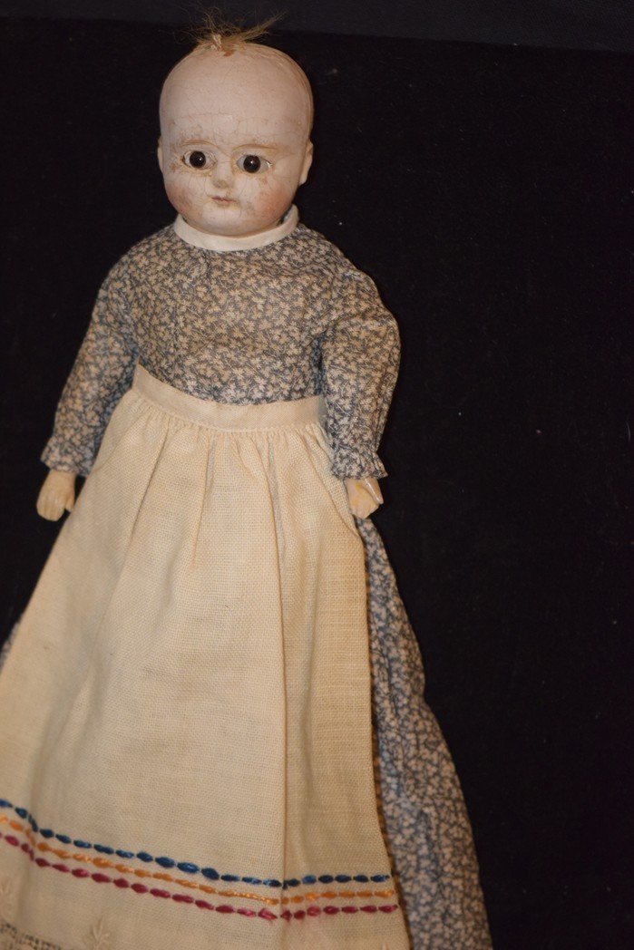 Antique Doll Papier Mache Glass Eyes Sweet from oldeclectics on Ruby Lane