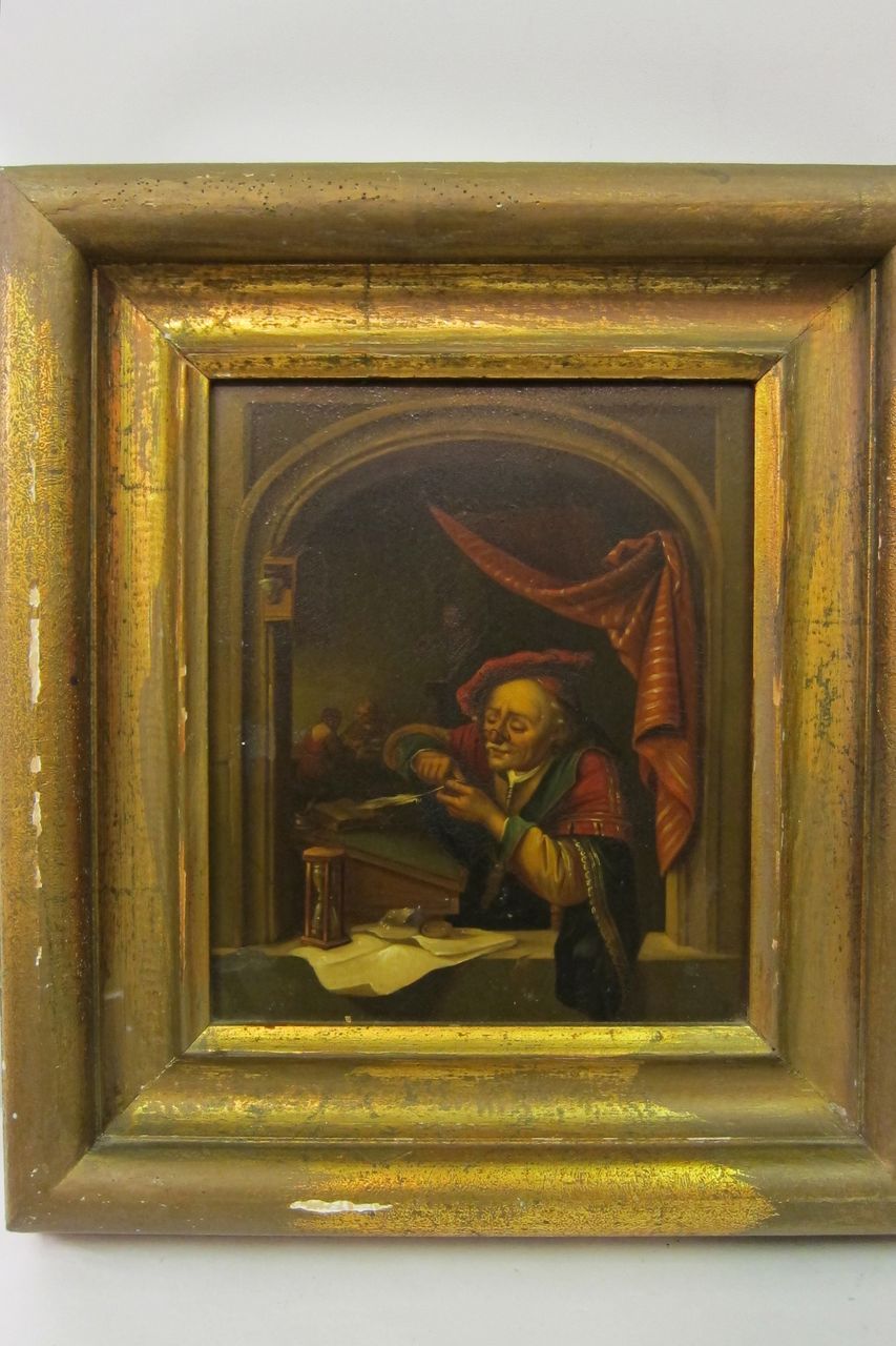 Pair of Dutch paintings of window scenes Pair of Dutch paintings of window scenes