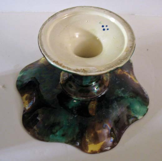 Vintage Majolica Compote, Colorful Leaf Design Vintage Majolica Compote, Colorful Leaf Design