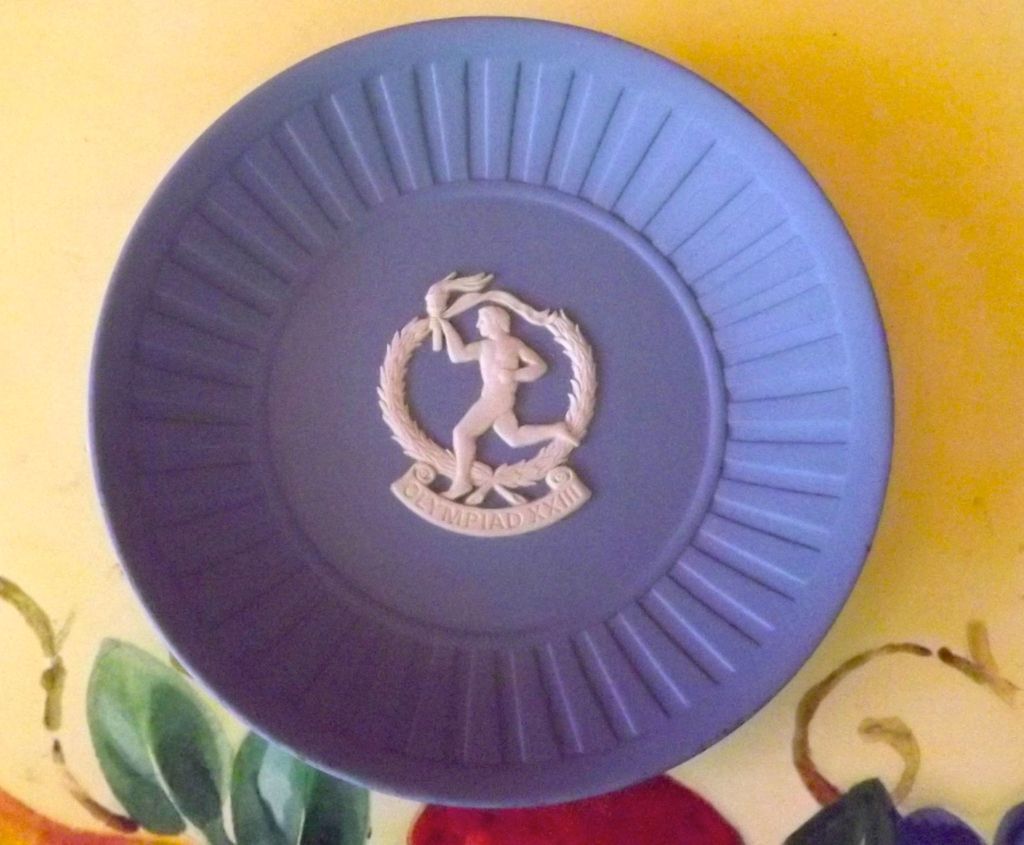 Wedgwood Blue Jasperware Plate for 23rd Olympic Games in Los Angeles Wedgwood Blue Jasperware Plate for 23rd Olympic Games in Los Angeles