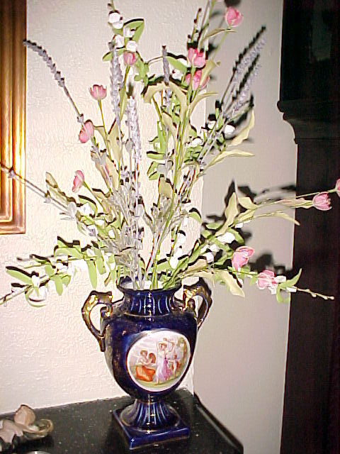 Cobalt Blue Hand Painted English Porcelain Vase, signed C. 1890 Cobalt Blue Hand Painted English Porcelain Vase, signed C. 1890