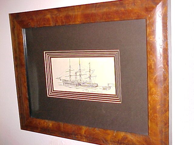 Original Pen & Ink Drawing "An Early Atlantic Steamer" 19th C. Original Pen & Ink Drawing "An Early Atlantic Steamer" 19th C.