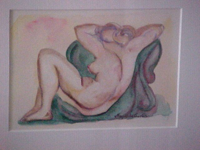Trio Of Framed Watercolor Nudes by Anjelika Curtin Trio Of Framed Watercolor Nudes by Anjelika Curtin