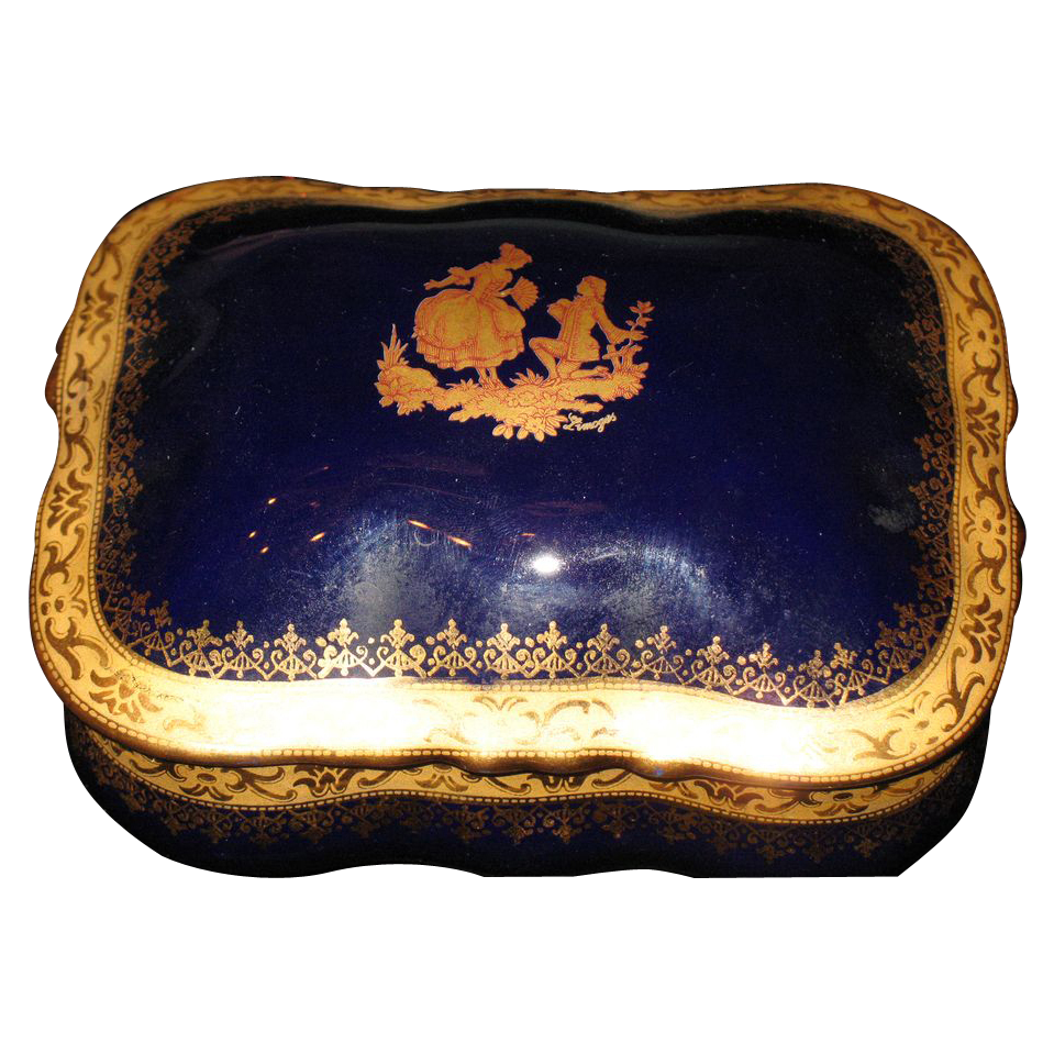 Cobalt blue Limoges dresser box Gorgeous Cobalt blue Limoges dresser box Gorgeous