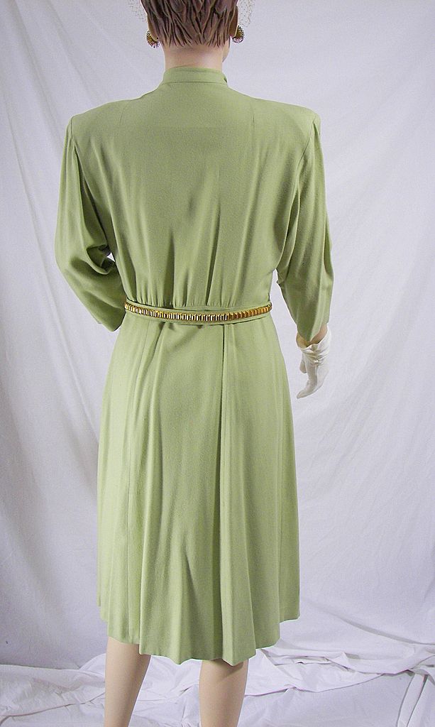 GREEN WOOL DRESS - The Dress Shop