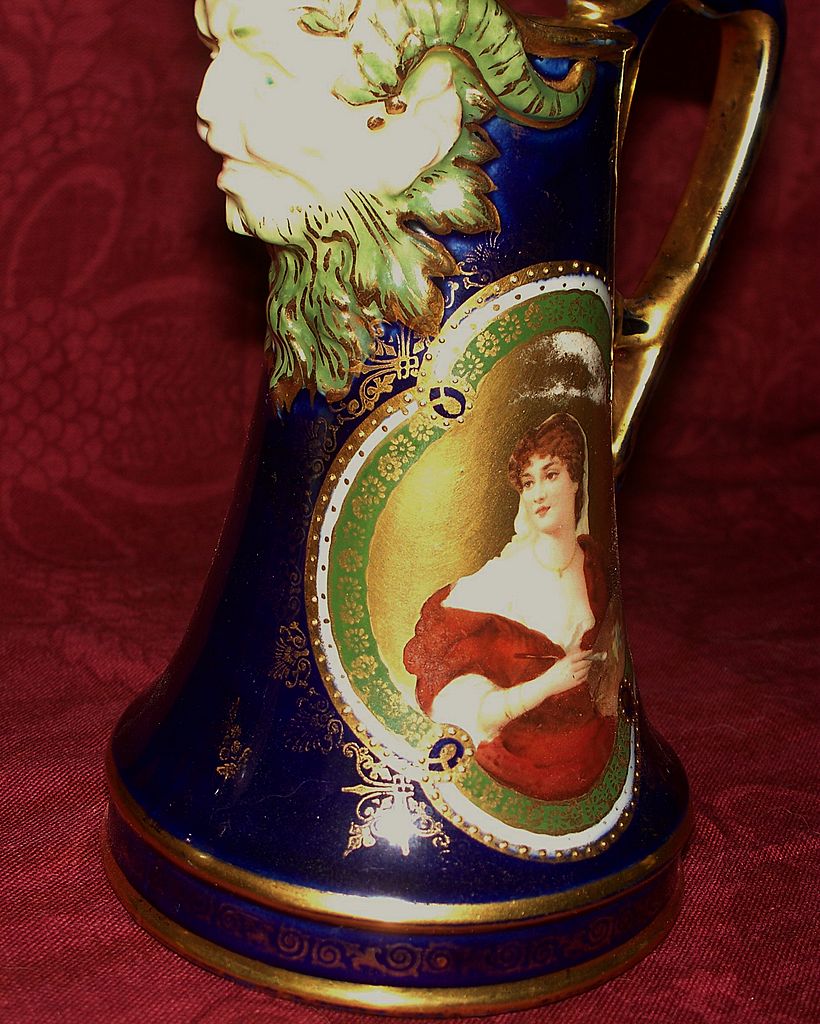 Royal Vienna Portrait of an Artist Pitcher/Jug w Satyr Mask Bee Hive Mark Royal Vienna Portrait of an Artist Pitcher/Jug w Satyr Mask Bee Hive Mark