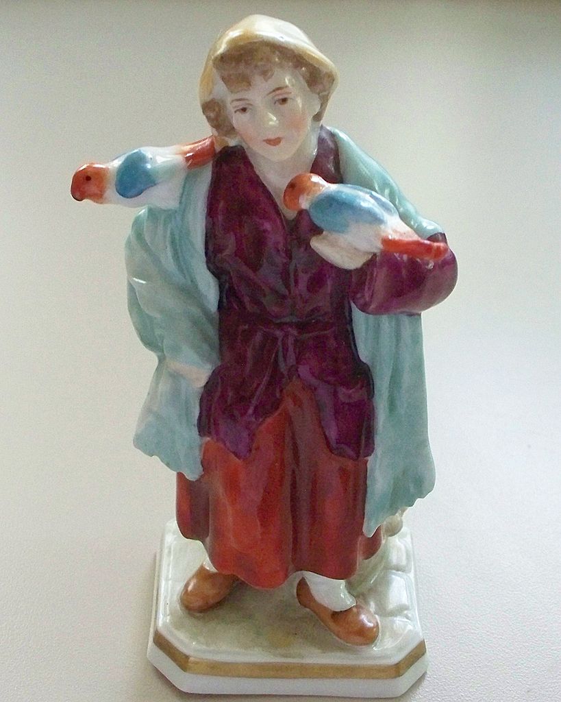 Antique Capodimonte Urchin Boy with Parakeets circa 1890 Antique Capodimonte Urchin Boy with Parakeets circa 1890