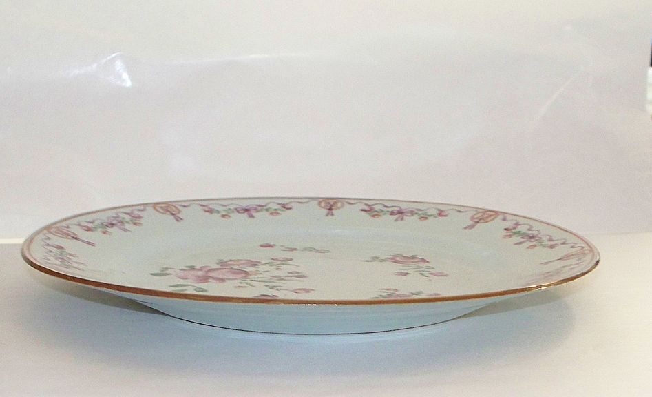 Antique Chinese Rose Famille Plate of Roses 18th Century Antique Chinese Rose Famille Plate of Roses 18th Century