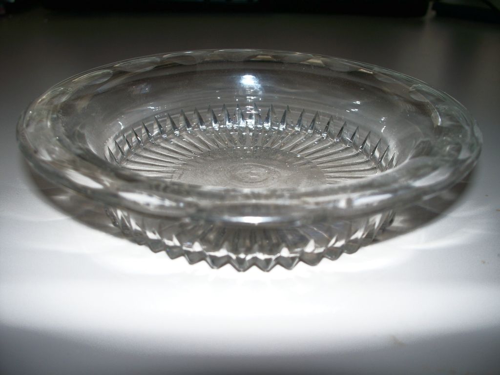 Hawkes Crystal Sunburst & Thumb Print Bowl 6.5 " Hawkes Crystal Sunburst & Thumb Print Bowl 6.5 "