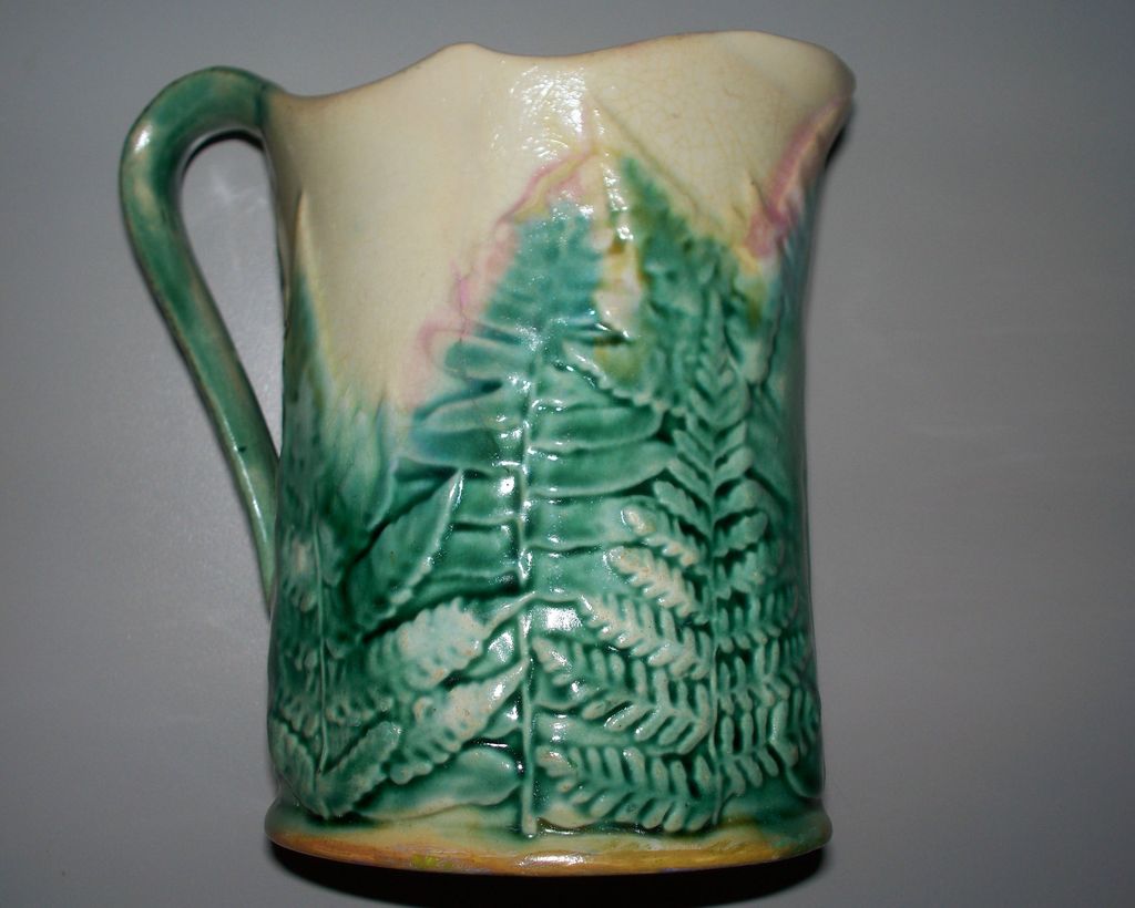 Antique Etruscan Majolica "Griffin, Smith &Hall" GSH Fern Leaf Pitcher Antique Etruscan Majolica "Griffin, Smith &Hall" GSH Fern Leaf Pitcher