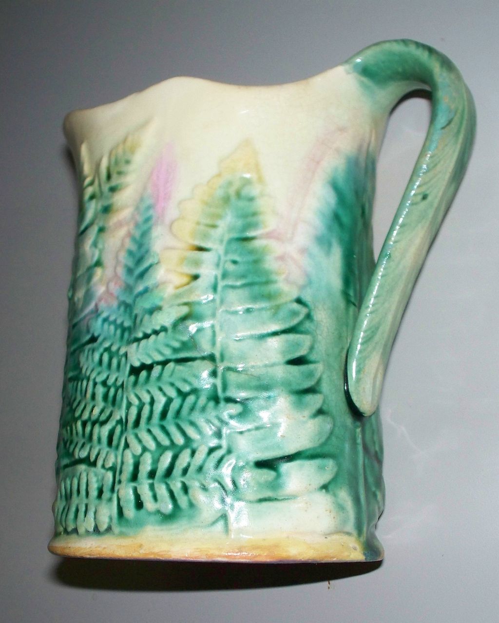 Antique Etruscan Majolica "Griffin, Smith &Hall" GSH Fern Leaf Pitcher Antique Etruscan Majolica "Griffin, Smith &Hall" GSH Fern Leaf Pitcher