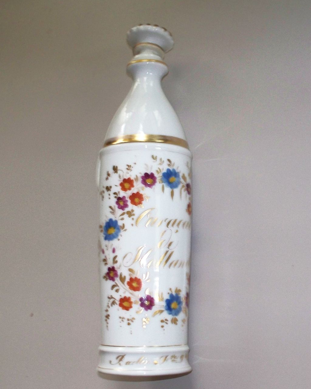 Antique Paris Porcelain Perfume Bottle with HP flowers etc. 10.2" circa 1890 Antique Paris Porcelain Perfume Bottle with HP flowers etc. 10.2" circa 1890