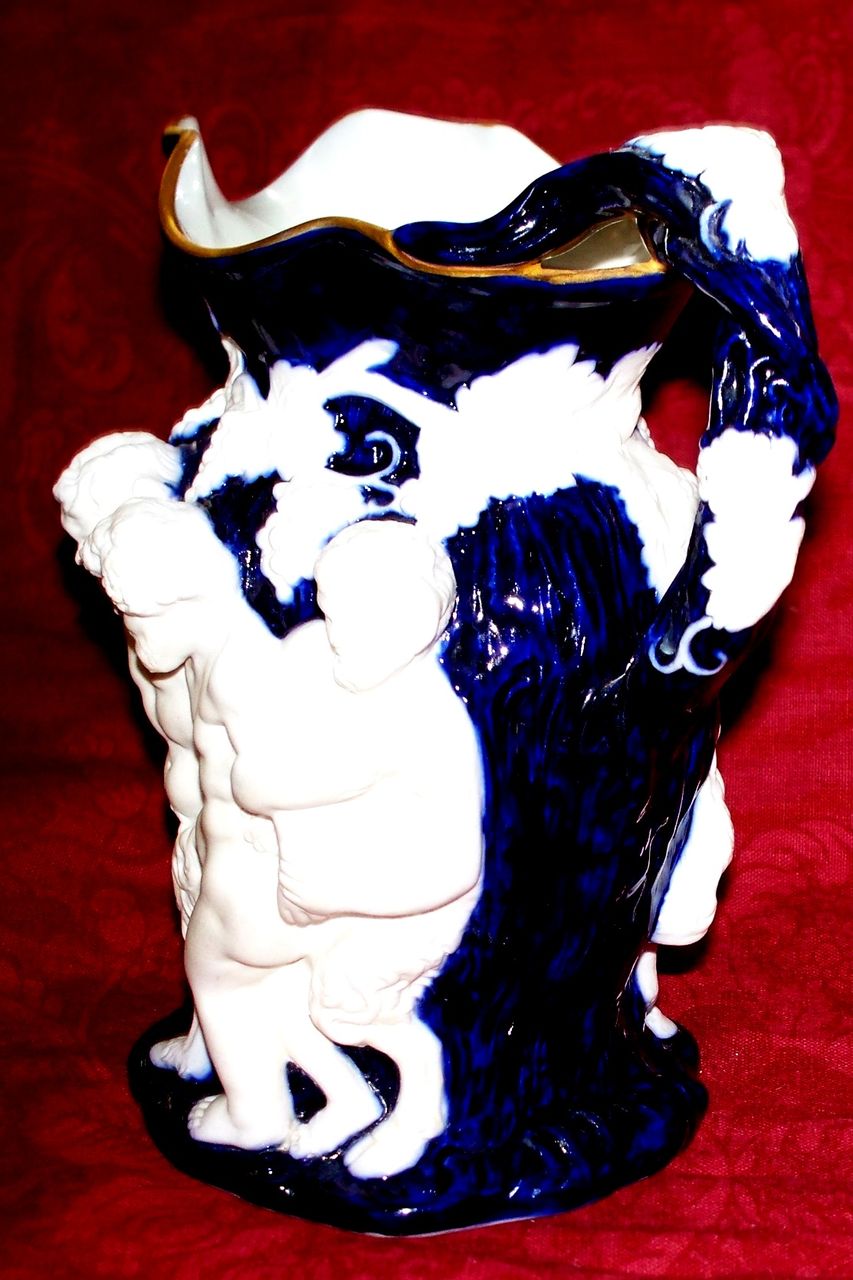Antique England Minton " Silenus Jug" Bacchus Cobalt Pitcher circa 1820 Antique England Minton " Silenus Jug" Bacchus Cobalt Pitcher circa 1820