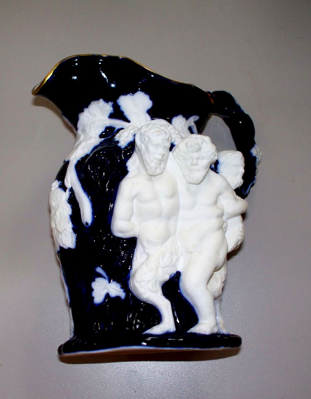 Antique England Minton " Silenus Jug" Bacchus Cobalt Pitcher circa 1820 Antique England Minton " Silenus Jug" Bacchus Cobalt Pitcher circa 1820