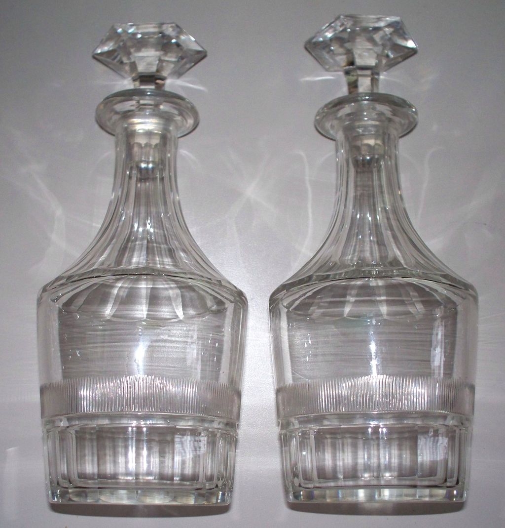 Pair of Baccarat Type Crystal Decanter Bottles Perfect 10.5" Pair of Baccarat Type Crystal Decanter Bottles Perfect 10.5"