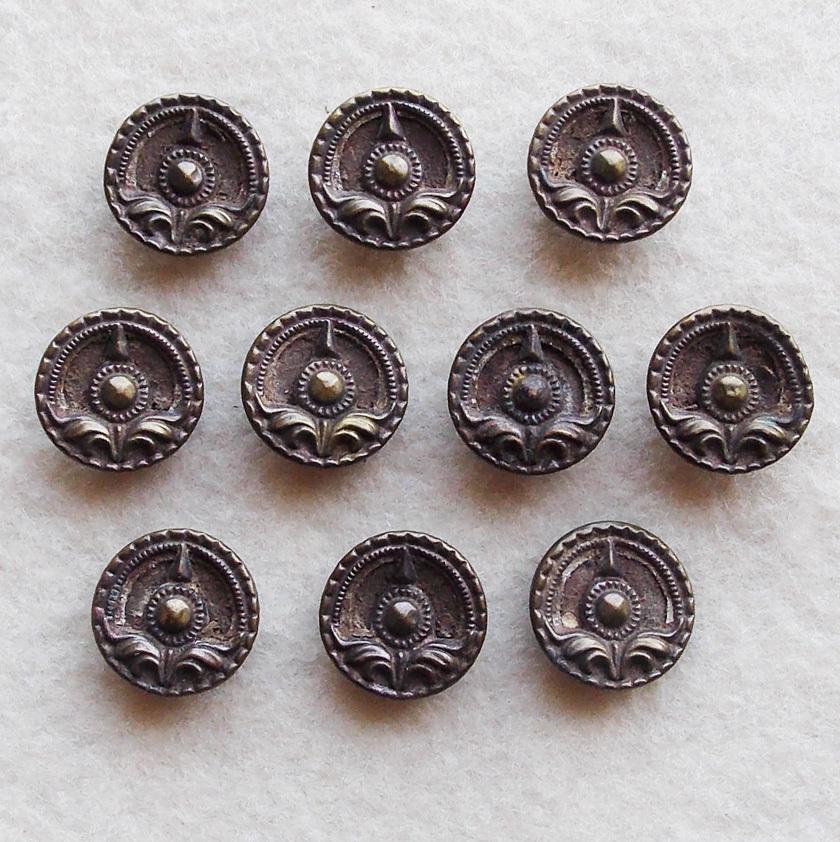 Victorian Buttons Set of 10 Antique Small Picture Buttons from